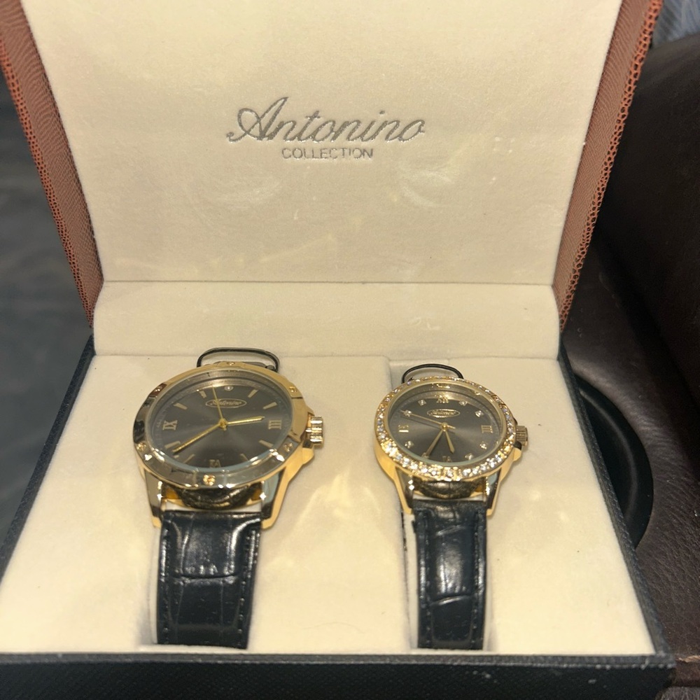Gold and Black his&her watch set